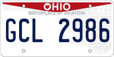 OH license plate GCL2986