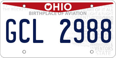 OH license plate GCL2988