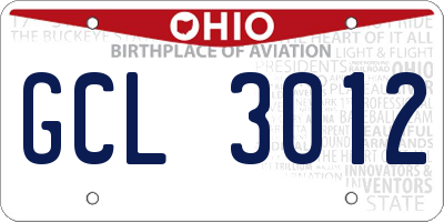OH license plate GCL3012