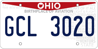 OH license plate GCL3020