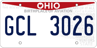 OH license plate GCL3026