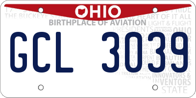 OH license plate GCL3039