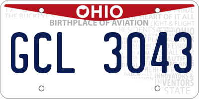 OH license plate GCL3043