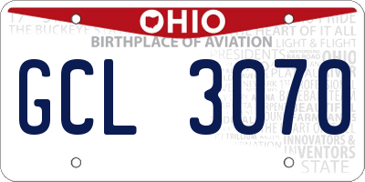 OH license plate GCL3070