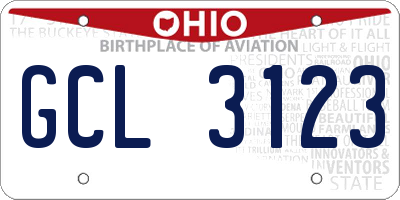 OH license plate GCL3123