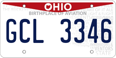 OH license plate GCL3346
