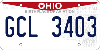 OH license plate GCL3403