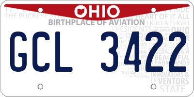 OH license plate GCL3422