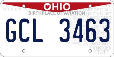 OH license plate GCL3463