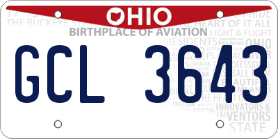 OH license plate GCL3643