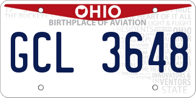 OH license plate GCL3648