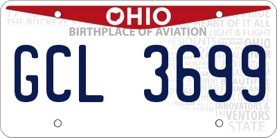 OH license plate GCL3699