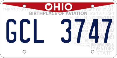 OH license plate GCL3747