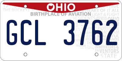 OH license plate GCL3762