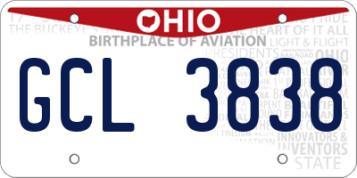 OH license plate GCL3838