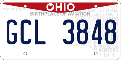 OH license plate GCL3848