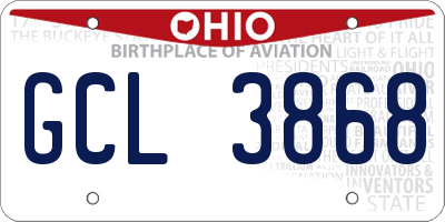 OH license plate GCL3868