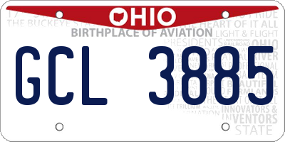 OH license plate GCL3885