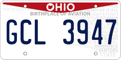 OH license plate GCL3947