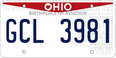 OH license plate GCL3981