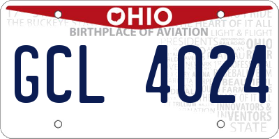 OH license plate GCL4024