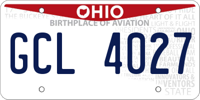 OH license plate GCL4027