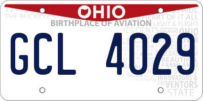 OH license plate GCL4029