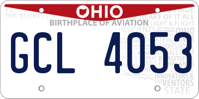 OH license plate GCL4053