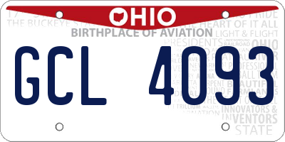 OH license plate GCL4093