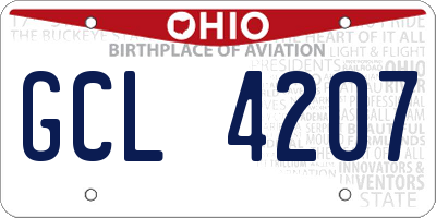 OH license plate GCL4207