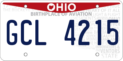 OH license plate GCL4215