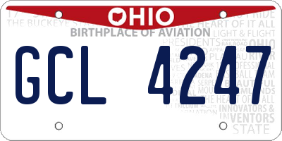 OH license plate GCL4247