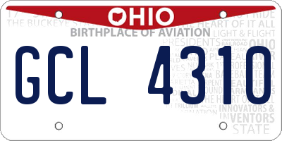 OH license plate GCL4310