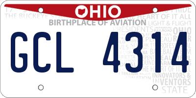 OH license plate GCL4314