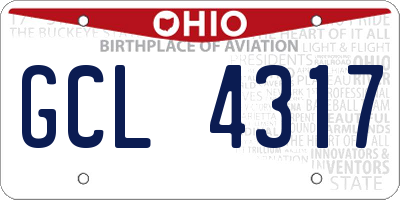 OH license plate GCL4317