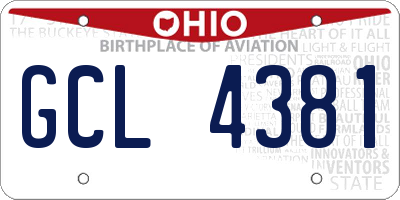 OH license plate GCL4381