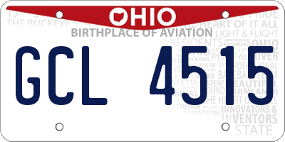 OH license plate GCL4515