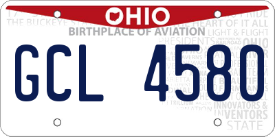 OH license plate GCL4580