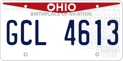 OH license plate GCL4613