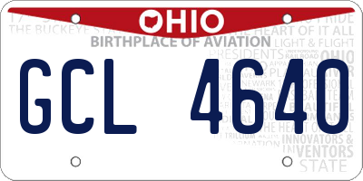 OH license plate GCL4640