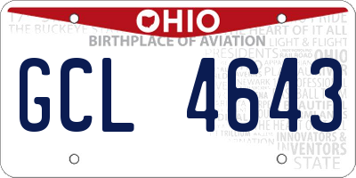 OH license plate GCL4643