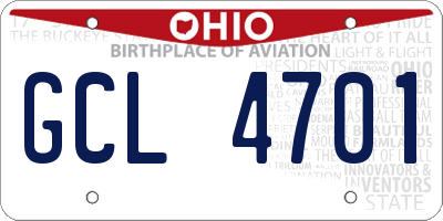 OH license plate GCL4701