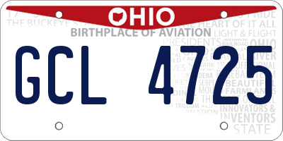 OH license plate GCL4725