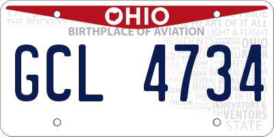 OH license plate GCL4734