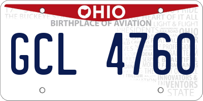 OH license plate GCL4760