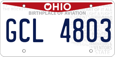 OH license plate GCL4803
