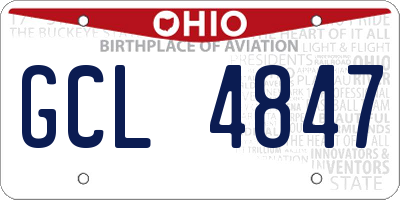 OH license plate GCL4847