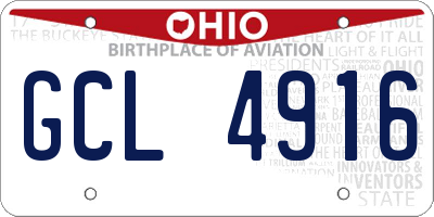 OH license plate GCL4916