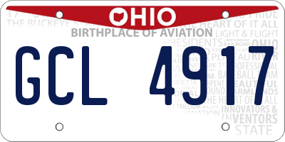 OH license plate GCL4917
