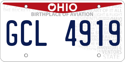 OH license plate GCL4919